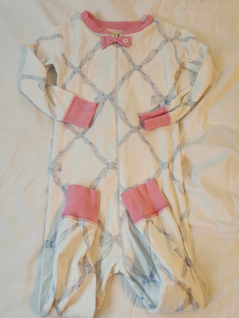 The Beaufort Bonnet Company Pink-Trim White Pjs